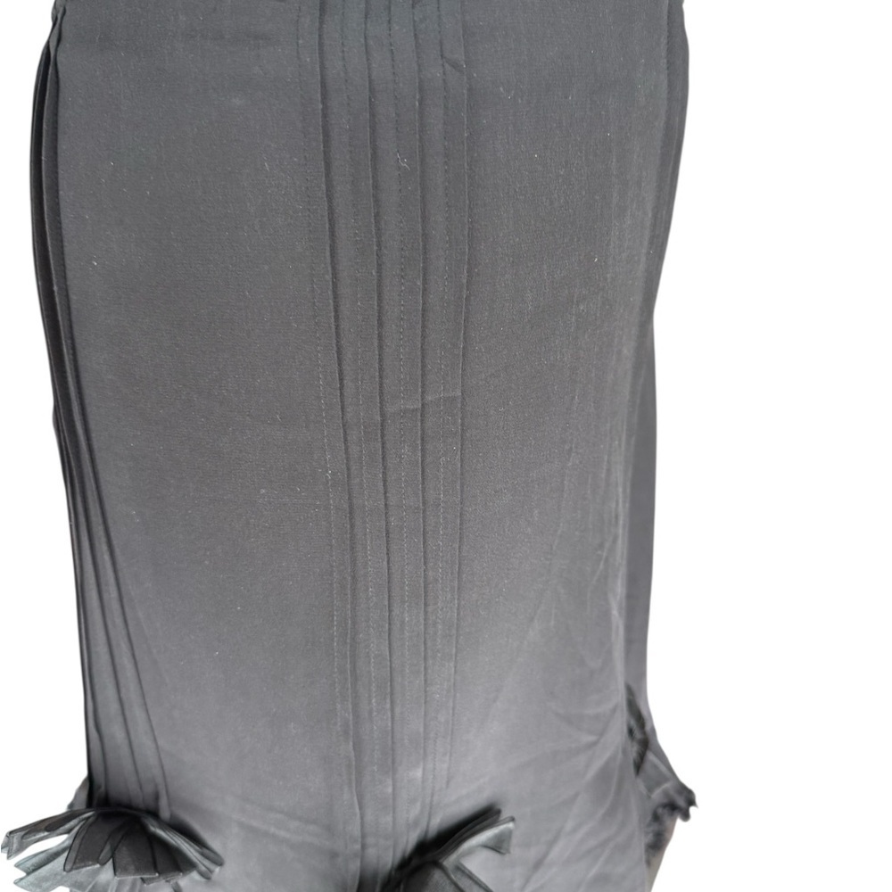 NEW JULIETTE LONGUET Silk Chic Black Ruffled Flower Detail A-Line Skirt Size 10 - Picture 4 of 8